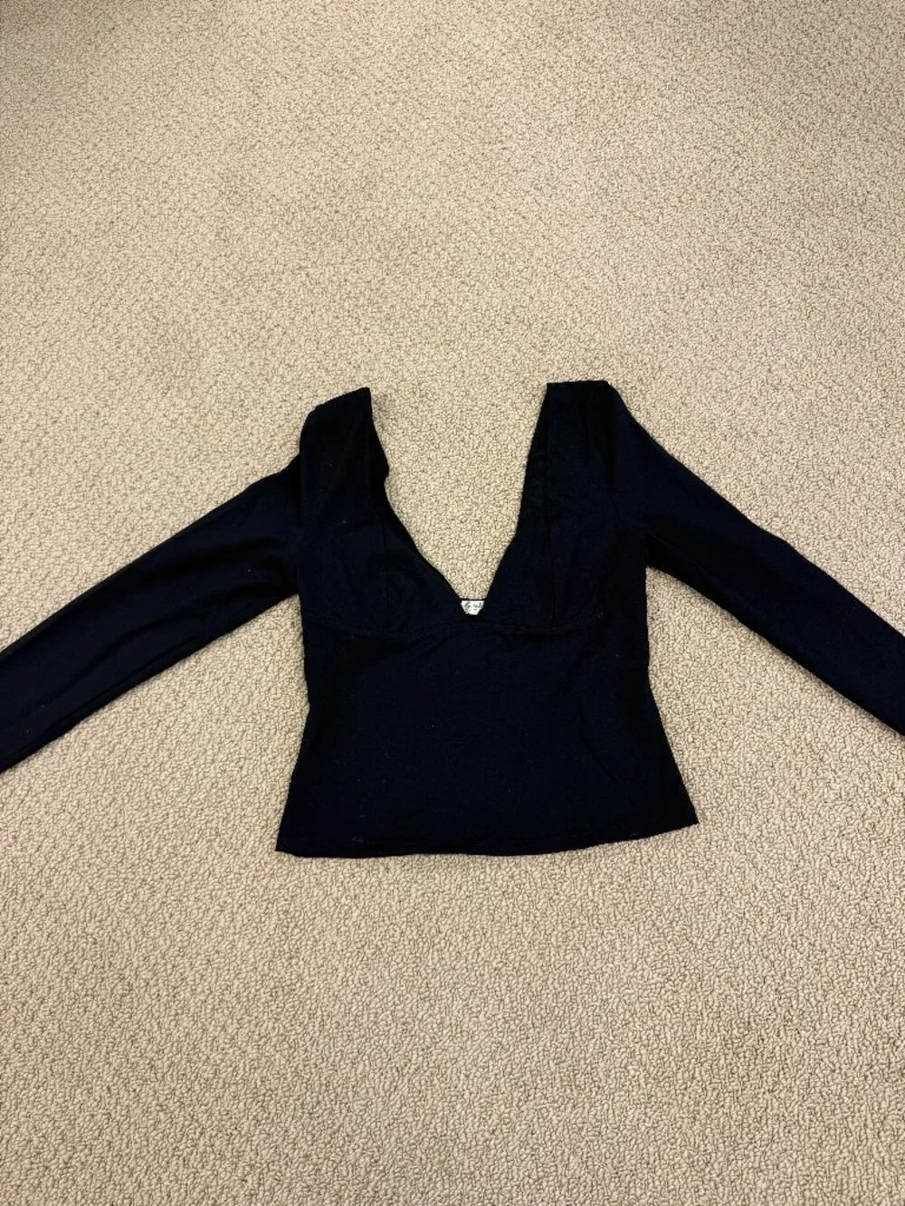 Free People x Intimately FP Duo Corset Long Sleeve Cami In Black Size M